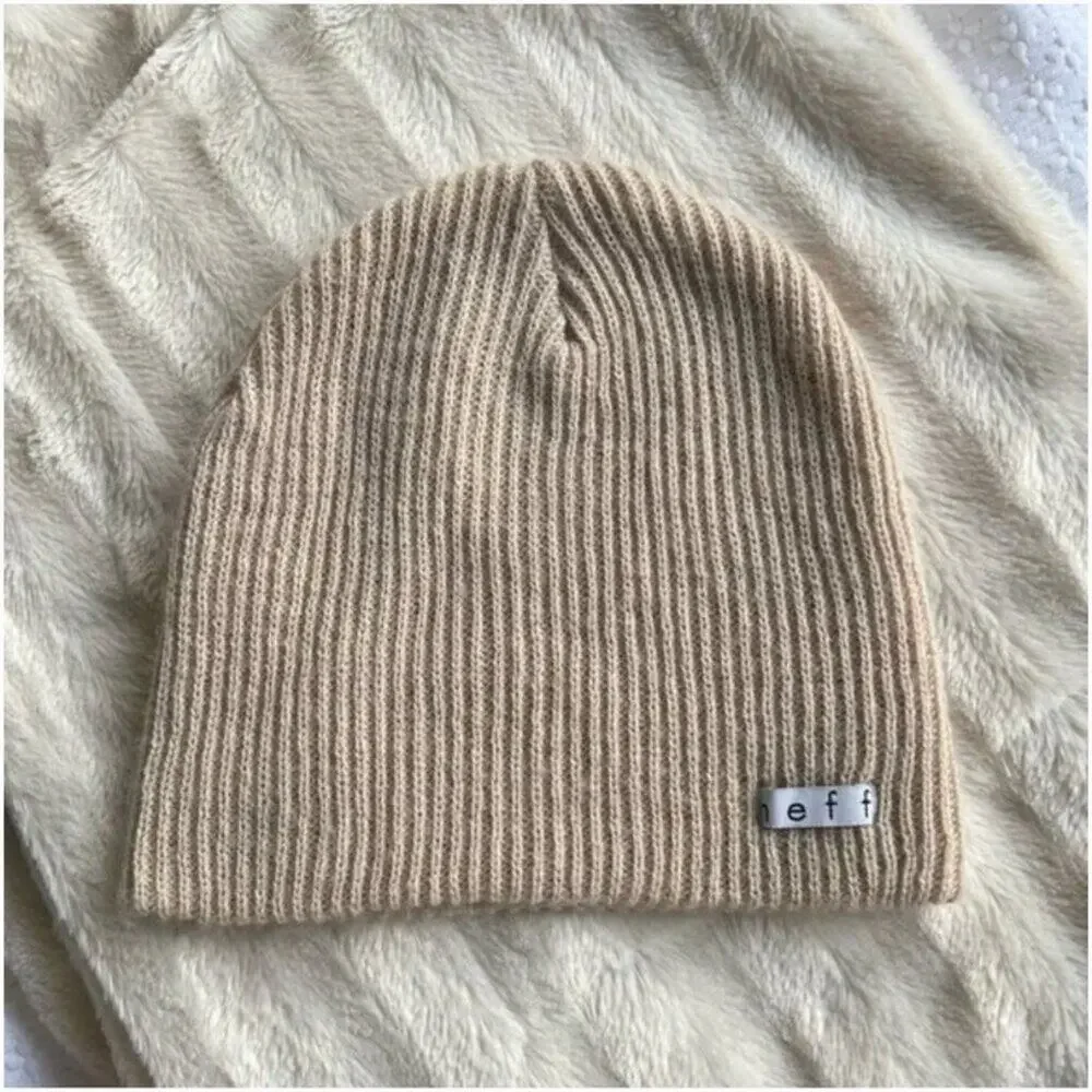 Neff Beige Ribbed Knit Beanie